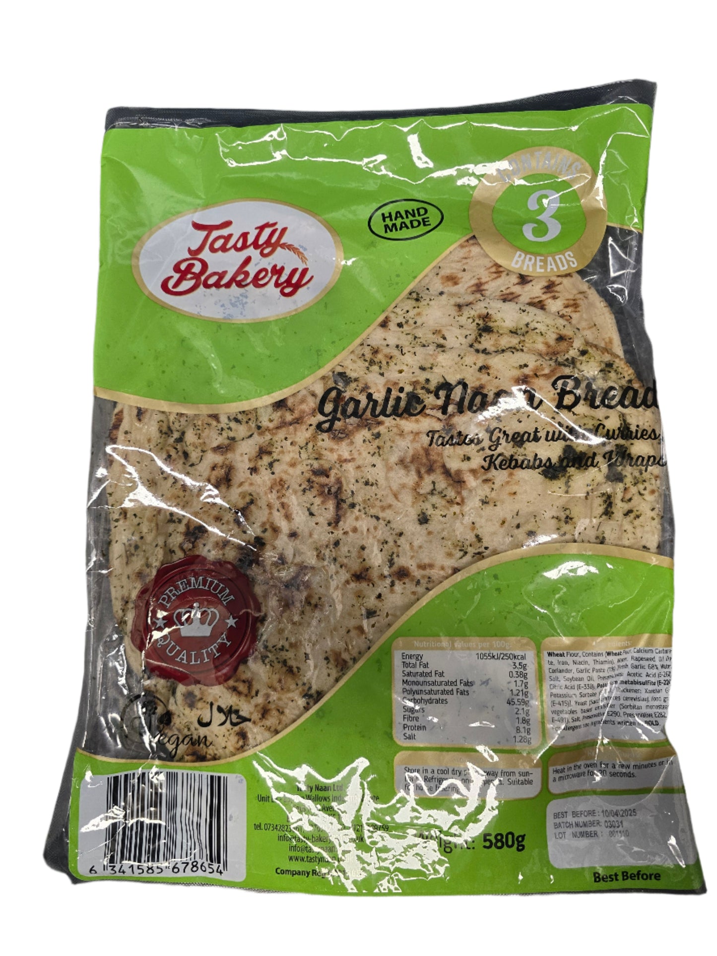 Tasty Bakery Garlic Naan Bread 3 Pack