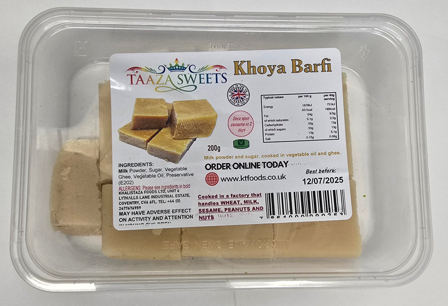 Taaza Sweets Khoya Barfi