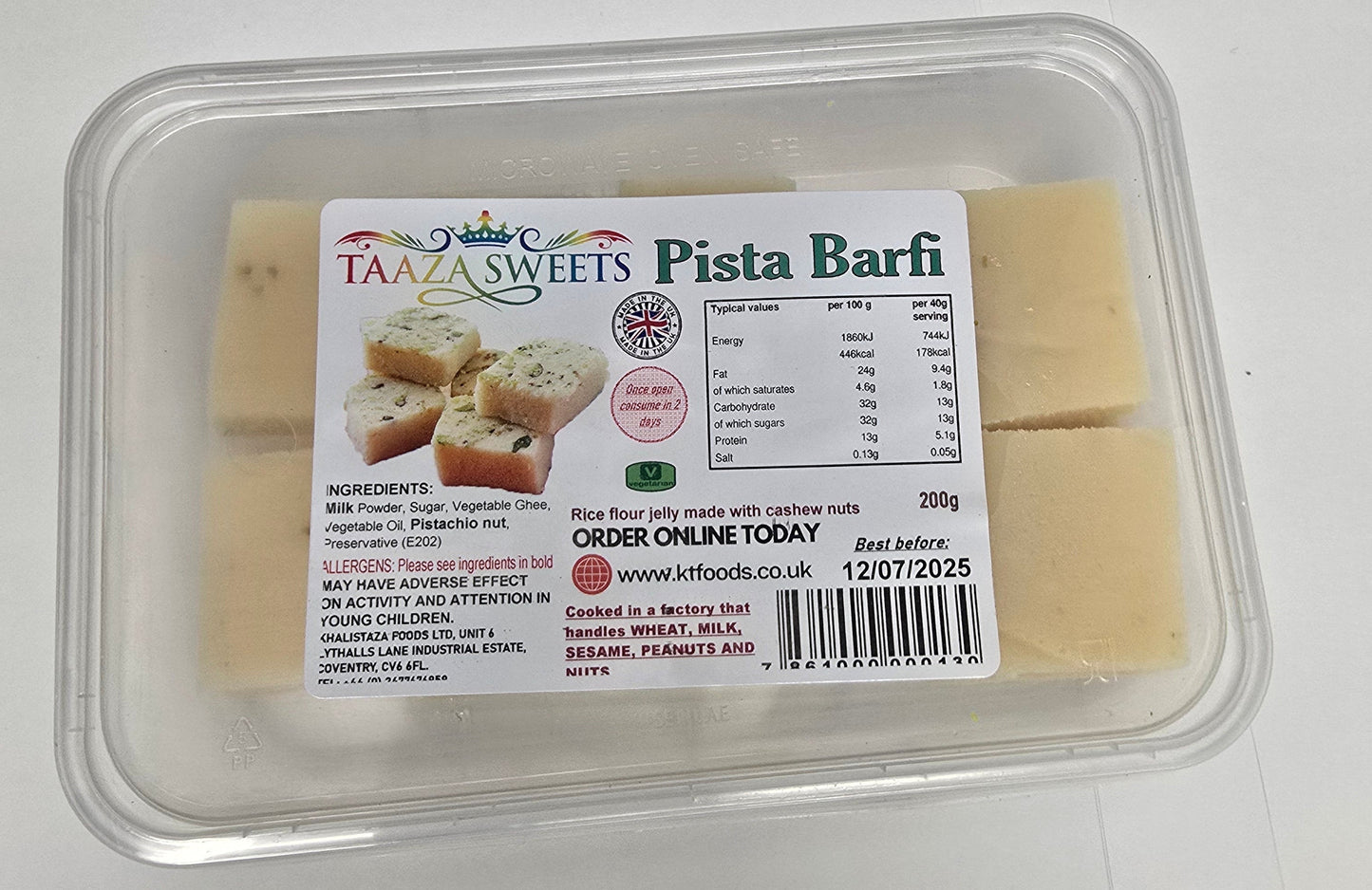 Taaza Sweets Pista Barfi