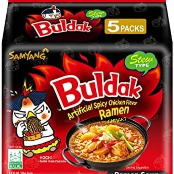 Buldak Hot Chicken Flavour Ramen Soup, Stew Type (Pack of 5)