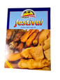 Packaging of Spanish Town Festival Mix featuring images of fried dough items, such as dumplings, on a white background.
