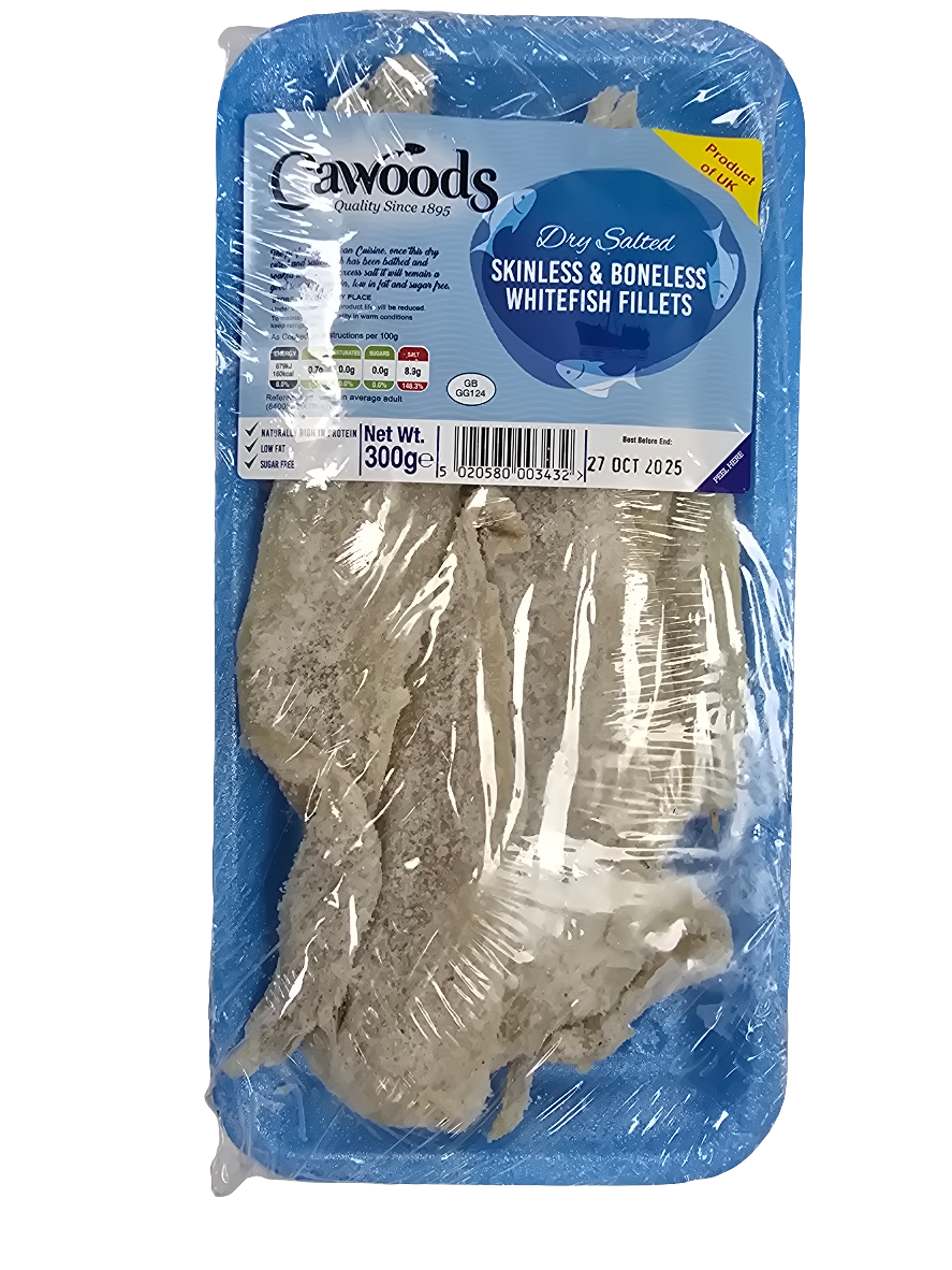 Cawoods Dry & Salted White Fish Fillets (Skinless & Boneless) 300g